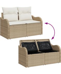 vidaXL Zestaw 6-częściowy sofy ogrodowej z poduszkami Beżowy Polirattan Dārza mēbeļu komplekti