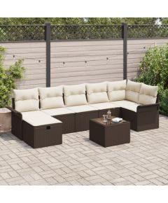 vidaXL 8-częściowy zestaw sofy ogrodowej z poduszkami brązowy polirattan Dārza mēbeļu komplekti