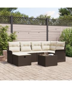 vidaXL 7-częściowy Zestaw Sof Ogrodowych z Poduszkami Brązowy Polirattan Dārza mēbeļu komplekti