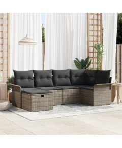 vidaXL 6-częściowy Zestaw Sof Ogrodowych z Poduszkami Szary Polirattan Dārza mēbeļu komplekti