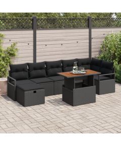 vidaXL 8-częściowy zestaw sofy ogrodowej czarny polirattan Dārza mēbeļu komplekti