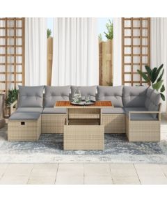 vidaXL 8-częściowy Zestaw Sof do Ogrodu z Poduszkami Beżowy Rattan Dārza mēbeļu komplekti