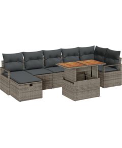 Vidaxl 8-częściowy zestaw sofy ogrodowej z poduszkami szary polirattan Dārza mēbeļu komplekti