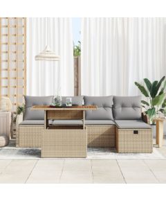 vidaXL 6 Częściowy Zestaw Sofy Ogrodowej z Poduszkami Beżowy Rattan Dārza mēbeļu komplekti