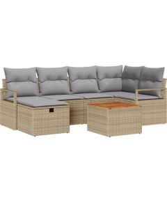 Zestaw Sof Ogrodowych vidaXL z Poduszkami Beżowy Poli Rattan Dārza mēbeļu komplekti