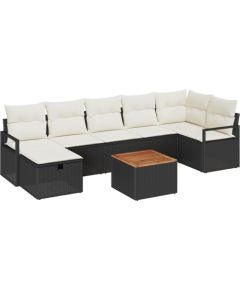 Vidaxl 8-częściowy zestaw sof ogrodowych z poduszkami Czarny Polirattan Dārza mēbeļu komplekti