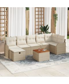 vidaXL 8-częściowy zestaw sofy ogrodowej z poduszkami beżowy polirattan Dārza mēbeļu komplekti