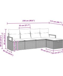 5-elementowy zestaw sof ogrodowych vidaXL z poduszkami, czarny polirattan Dārza mēbeļu komplekti
