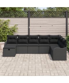 Zestaw sof ogrodowych vidaXL 8 elementów z poduszkami czarny polirattan Dārza mēbeļu komplekti