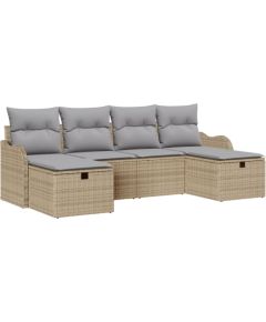 Vidaxl 6-częściowy Zestaw Sofy Ogrodowej Z Poduszkami Beżowy Polirattan Dārza mēbeļu komplekti