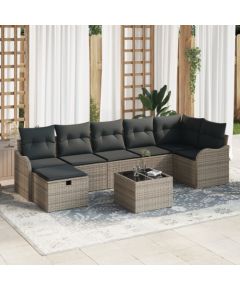 vidaXL 8-elementowy zestaw sofy ogrodowej z poduszkami szary polirattan Dārza mēbeļu komplekti