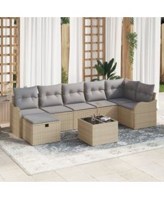 Vidaxl Zestaw 8-częściowy sofa ogrodowa z poduszkami beżowa poli rattan Dārza mēbeļu komplekti
