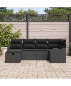 Zestaw sofy ogrodowej vidaXL 6 elementów z poduszkami Czarny Polirattan Dārza mēbeļu komplekti