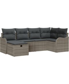 vidaXL Zestaw 6-częściowej sofy ogrodowej z poduszkami szary polirattan Dārza mēbeļu komplekti