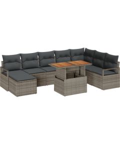 vidaXL 9 Częściowy Zestaw Sof Ogrodowych z Poduszkami Szary Polirattan Dārza mēbeļu komplekti