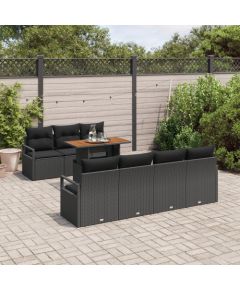 vidaXL 8-częściowy zestaw sof ogrodowych z poduszkami czarny rattan PE Dārza mēbeļu komplekti