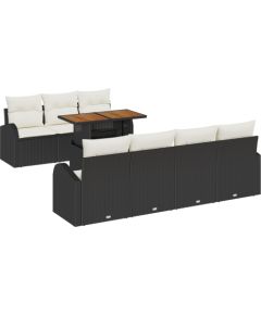 vidaXL 8-częściowy zestaw sofy ogrodowej z poduszkami czarny polirattan Dārza mēbeļu komplekti