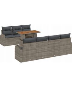 vidaXL 8-częściowy zestaw sof ogrodowych z poduszkami szary polirattan Dārza mēbeļu komplekti