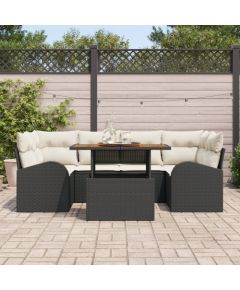 vidaXL 7-częściowy zestaw sof ogrodowych z poduszkami czarny polirattan Dārza mēbeļu komplekti