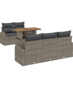 Zestaw sofy ogrodowej vidaXL 6-częściowy z poduszkami Szary polirattan Dārza mēbeļu komplekti