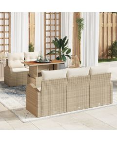 vidaXL 6-częściowy zestaw sof ogrodowych z poduszkami beżowy polirattan Dārza mēbeļu komplekti