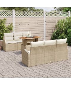 Zestaw 7-częściowy Sofy Ogrodowej vidaXL z Poduszkami Beżowy Polirattan Dārza mēbeļu komplekti