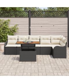 Vidaxl Zestaw Sofowy do Ogrodu 7-częściowy z Poduszkami Czarny Polirattan Dārza mēbeļu komplekti