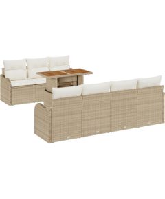 Vidaxl 8-częściowy zestaw sof ogrodowych z poduszkami beżowy polirattan Dārza mēbeļu komplekti