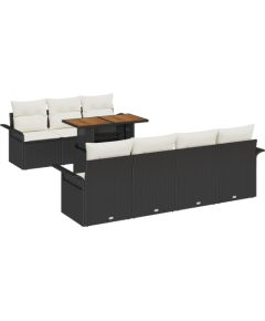 vidaXL Zestaw Sofy Ogrodowej 8-częściowy z Poduszkami Czarny Polirattan Dārza mēbeļu komplekti