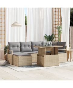 Vidaxl Zestaw 7-częściowy sofa ogrodowa z poduszkami beżowy polirattan Dārza mēbeļu komplekti