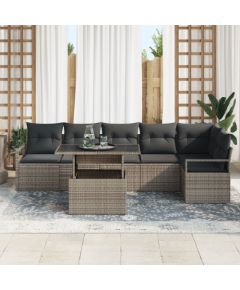 Zestaw sofy ogrodowej vidaXL 7-częściowy z poduszkami Szary Polirattan Dārza mēbeļu komplekti