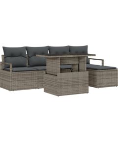 vidaXL 6-częściowy zestaw sof ogrodowych z poduszkami szary polirattan Dārza mēbeļu komplekti