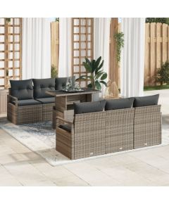 vidaXL 7-częściowy Zestaw Sofy Ogrodowej z Poduszkami Szary Polirattan Dārza mēbeļu komplekti