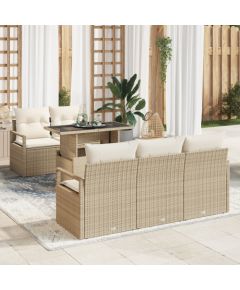 Zestaw sof ogrodowych vidaXL 6 części z poduszkami Beżowy Polirattan Dārza mēbeļu komplekti