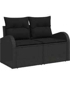vidaXL 6-częściowy zestaw sof ogrodowych z poduszkami Czarny Poli Rattan Dārza mēbeļu komplekti