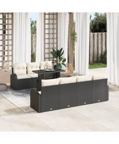 vidaXL 8-częściowy zestaw sof ogrodowych z poduszkami czarny polirattan Dārza mēbeļu komplekti