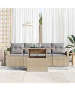 Zestaw Sof Ogrodowych vidaXL 5 Części Z Poduszkami Beżowy Polirattan Dārza mēbeļu komplekti