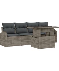 vidaXL 5 Częściowy Zestaw Sof Ogrodowych z Poduszkami Szary Polirattan Dārza mēbeļu komplekti