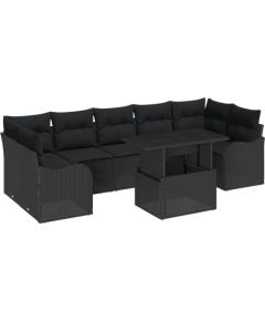 Zestaw sof ogrodowych vidaXL 8-częściowy z poduszkami Czarny Polirattan Dārza mēbeļu komplekti