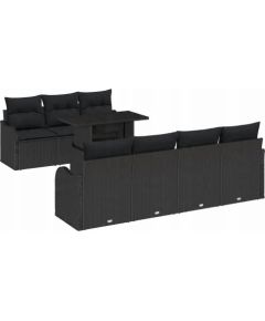 vidaXL 8-częściowy zestaw sof ogrodowych z poduszkami czarny polirattan Dārza mēbeļu komplekti