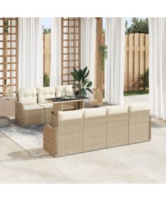 vidaXL 8-częściowy zestaw sof ogrodowych z poduszkami beżowy polirattan Dārza mēbeļu komplekti