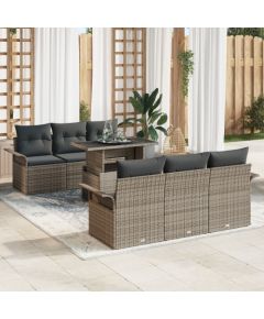 7-częściowy zestaw sof ogrodowych vidaXL z poduszkami szary polirattan Dārza mēbeļu komplekti