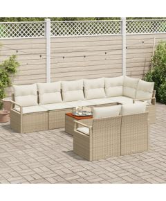 vidaXL 9-Częściowy zestaw sof ogrodowych z poduszkami Beżowy Polirattan Akacja Dārza mēbeļu komplekti