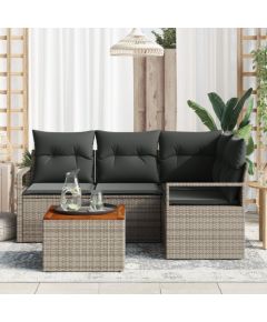 Vidaxl Zestaw 5-częściowy sof ogrodowych z poduszkami Szary polirattan akacjowy Dārza mēbeļu komplekti