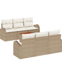 vidaXL 7-częściowy zestaw sofy ogrodowej z poduszkami, beżowy, polirattan Dārza mēbeļu komplekti