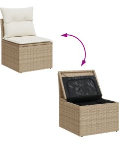 vidaXL 5-częściowy zestaw sofa ogrodowa z poduszkami beżowy, polirattan, akacja Dārza mēbeļu komplekti