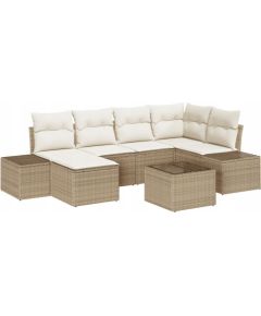 vidaXL 7-częściowy zestaw sofy ogrodowej z poduszkami brązowy polirattan Dārza mēbeļu komplekti