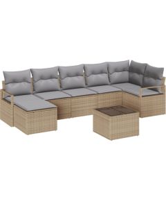 vidaXL 8-częściowy zestaw sofy ogrodowej z poduszkami czarny poli rattan Dārza mēbeļu komplekti