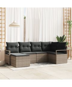 vidaXL 6-częściowy zestaw sofy ogrodowej z poduszkami szary polirattan Dārza mēbeļu komplekti