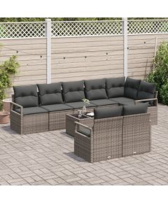 vidaXL 8-częściowy zestaw sof ogrodowych z poduszkami czarny polirattan Dārza mēbeļu komplekti